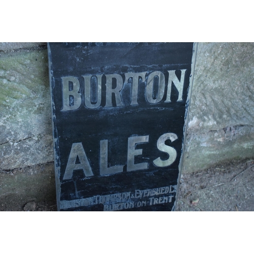 317 - A vintage glass advertising sign of rectangular form for Marston's Burton Ales. 69 x 30cm. No postag... 