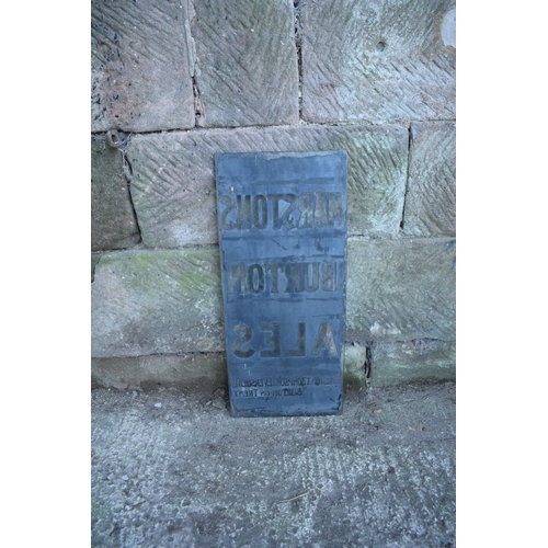 317 - A vintage glass advertising sign of rectangular form for Marston's Burton Ales. 69 x 30cm. No postag... 