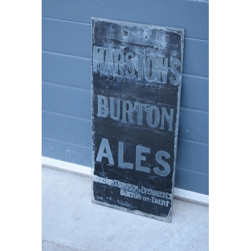 317 - A vintage glass advertising sign of rectangular form for Marston's Burton Ales. 69 x 30cm. No postag... 