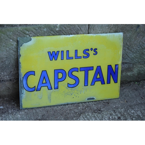 318 - A vintage glass advertising sign of rectangular form for Wills's Capstan. 60 x 40cm. No postage.