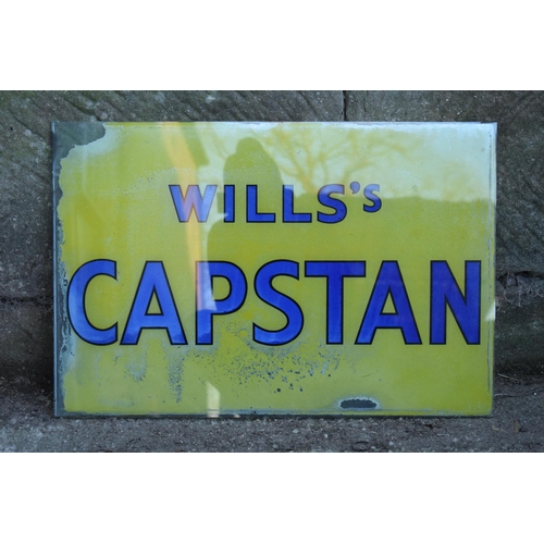 318 - A vintage glass advertising sign of rectangular form for Wills's Capstan. 60 x 40cm. No postage.