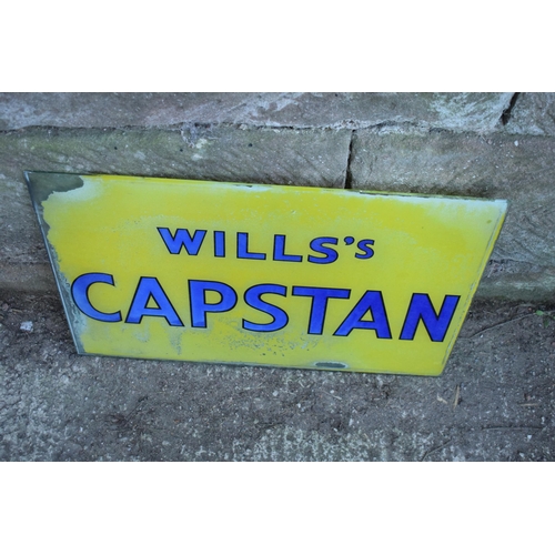 318 - A vintage glass advertising sign of rectangular form for Wills's Capstan. 60 x 40cm. No postage.