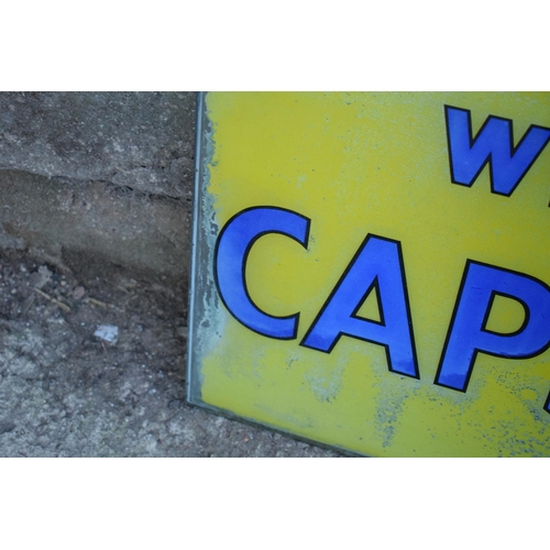 318 - A vintage glass advertising sign of rectangular form for Wills's Capstan. 60 x 40cm. No postage.