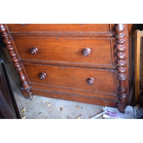 323 - A 19th century mahogany chest of drawers with 3 visible drawers and a secret drawer at the top. 109 ... 