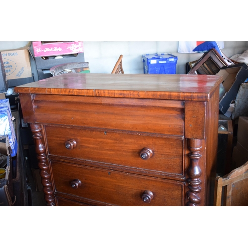 323 - A 19th century mahogany chest of drawers with 3 visible drawers and a secret drawer at the top. 109 ... 