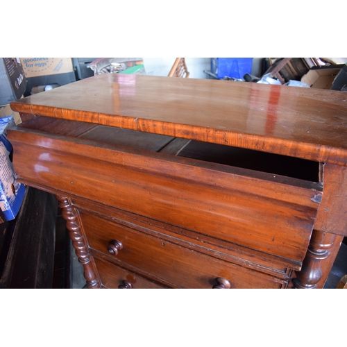 323 - A 19th century mahogany chest of drawers with 3 visible drawers and a secret drawer at the top. 109 ... 