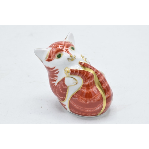 42 - Royal Crown Derby paperweight in the form of a ginger playful kitten. First quality with stopper. In... 