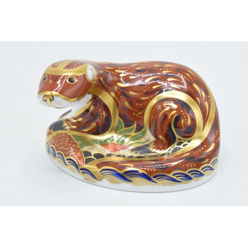 61 - Boxed Royal Crown Derby paperweight in the form of a Otter. First quality with stopper. In good cond... 