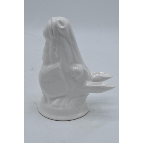 65 - James Kent Old Foley fine bone china stirrup cup in the form of a horse's head in a white glaze. In ... 