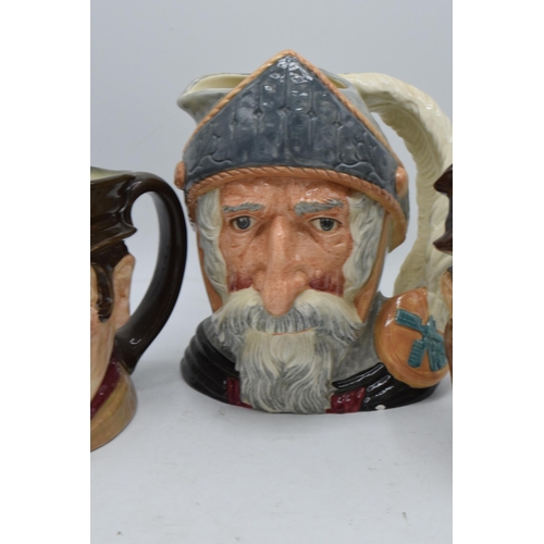 68 - A trio of large Royal Doulton character jugs to include Sam Weller, Johnny Appleseed D6372 and Don Q... 