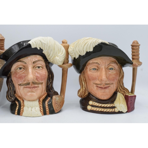 70 - A trio of large Royal Doulton character jugs to include the Three Musketeers Aramis D6441, Athos D64... 