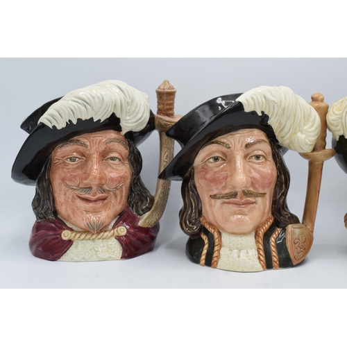 70 - A trio of large Royal Doulton character jugs to include the Three Musketeers Aramis D6441, Athos D64... 