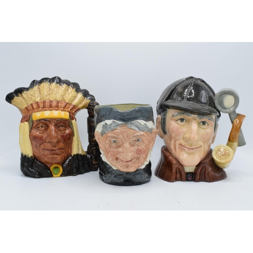 72 - A trio of large Royal Doulton character jugs to include the Sleuth D6631 (slightly different colourw... 