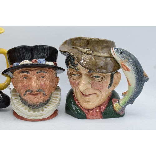 73 - A trio of large Royal Doulton character jugs to include Veteran Motorist D6633, Poacher D6429 and Be... 