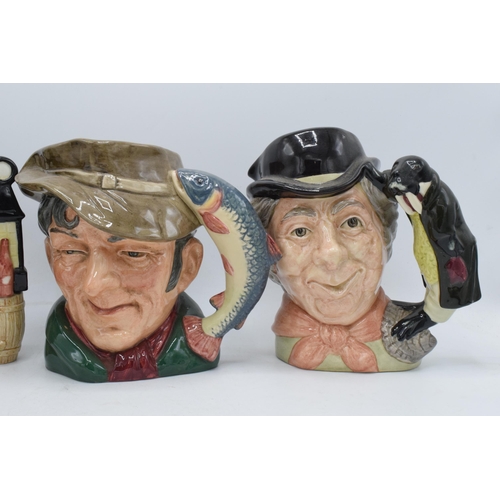 74 - A trio of large Royal Doulton character jugs to include Poacher D6429, Smuggler and Walrus & Carpent... 