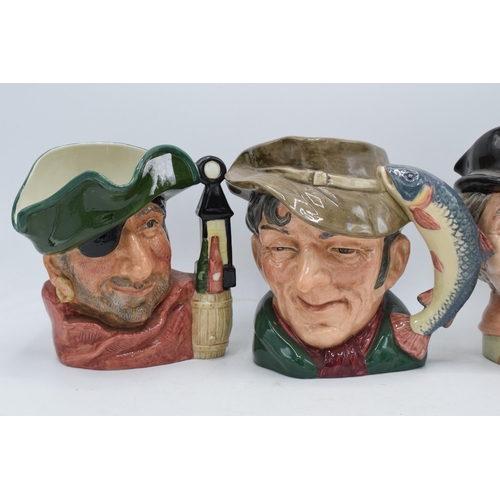 74 - A trio of large Royal Doulton character jugs to include Poacher D6429, Smuggler and Walrus & Carpent... 