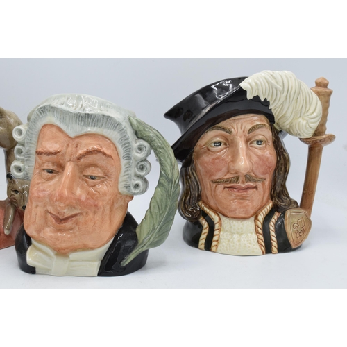 75 - A trio of large Royal Doulton character jugs to include Lawyer D6498, Gone Away D6531 and Athos D643... 