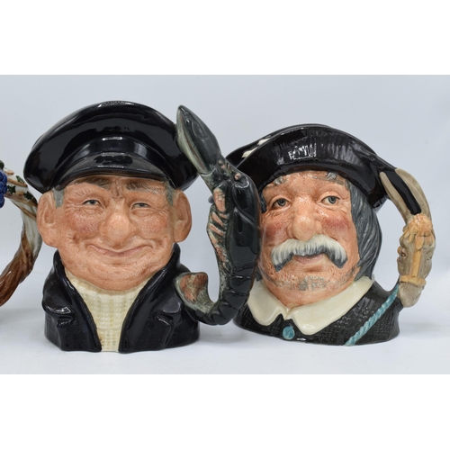 77 - A trio of large Royal Doulton character jugs to include Bacchus D6499, Lobsterman D6617 and Sancho P... 