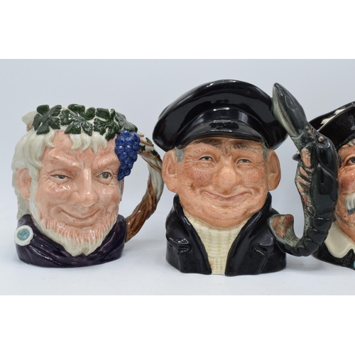 77 - A trio of large Royal Doulton character jugs to include Bacchus D6499, Lobsterman D6617 and Sancho P... 