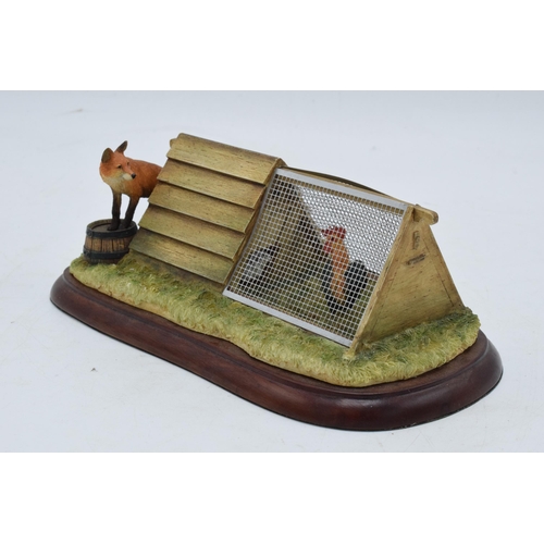 88 - A Hans Kendrick / James Herriot E N Ltd model of a fox surrounding a chicken coop. Border Fine Arts ... 