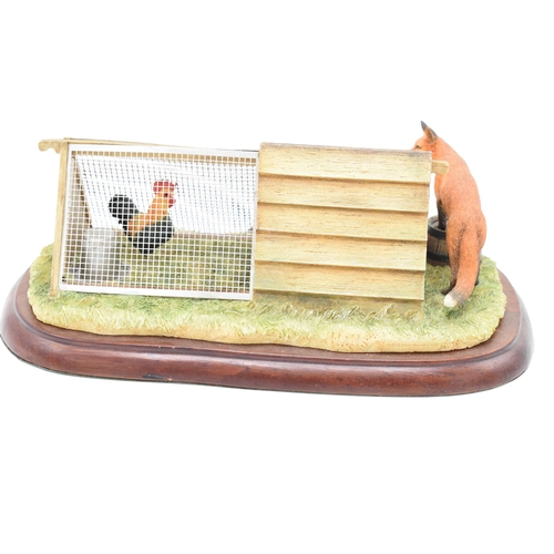 88 - A Hans Kendrick / James Herriot E N Ltd model of a fox surrounding a chicken coop. Border Fine Arts ... 