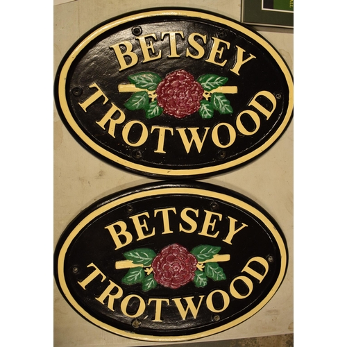 282 - A pair of cast metal name plaques 'Betsey Trotwood' which originally came off a narrow boat but have... 