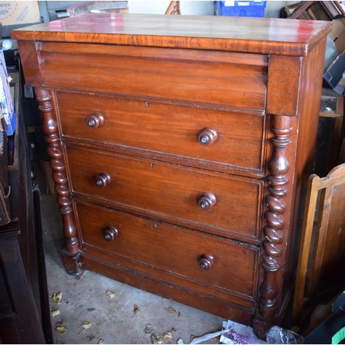 323 - A 19th century mahogany chest of drawers with 3 visible drawers and a secret drawer at the top. 109 ... 