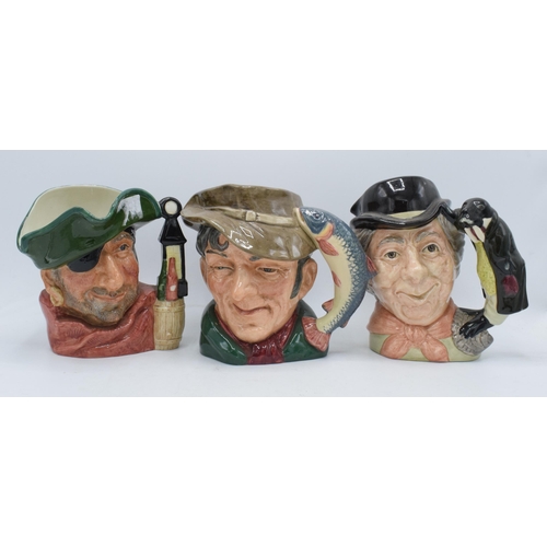 74 - A trio of large Royal Doulton character jugs to include Poacher D6429, Smuggler and Walrus & Carpent... 