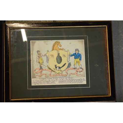 242 - A pair of 20th century prints to include A Yorkshire Mans Coat of Arms together with a John Speed ma... 