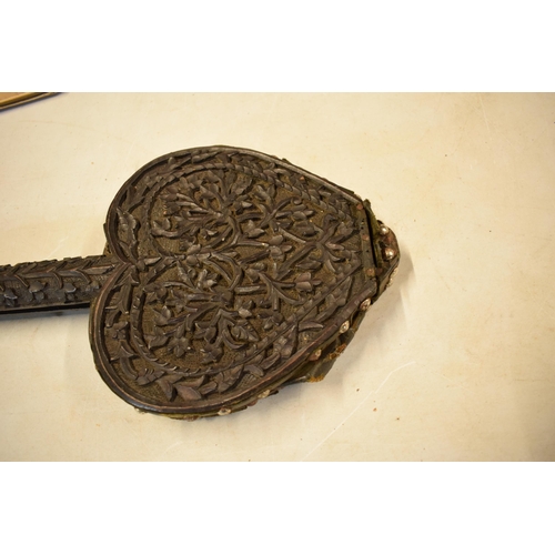 245 - A pair of 19th century carved bellows. 85cm long.