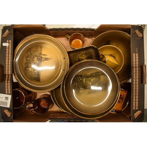 247 - A good collection of series ware to include coaching scenes by Ridgway, Royal Vista pottery etc (no ... 