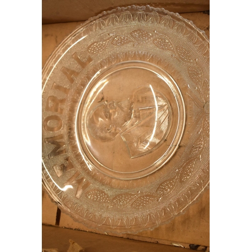 15A - A collection of vintage glassware to include commemorative plates for U.S Grant, McKinley glass tray... 