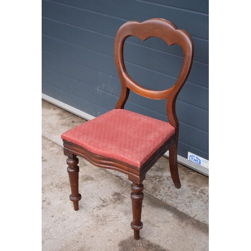 315G - A collection of 8 matched balloon-back mahogany dining chairs with upholstered seats (8). 88cm tall.... 