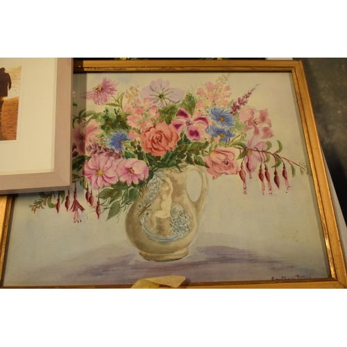 12N - A collection of framed items to include Stage Coach engraving, Sheila Allen watercolour, a similar i... 