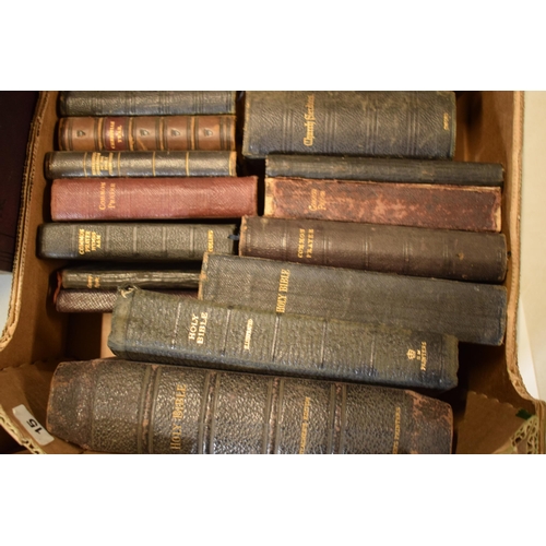 13 - A large collection of old Bibles and prayer books etc of varying sizes to include a couple of exampl... 