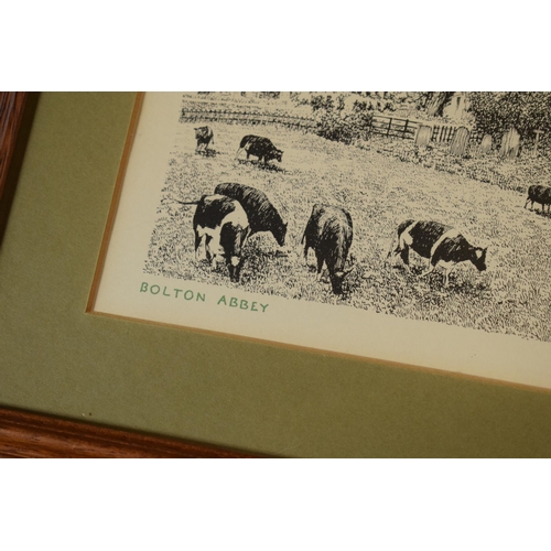 16 - An Alfred Wainwright print with printed title 'Bolton Abbey' and a slightly faded ink signature. 20c... 