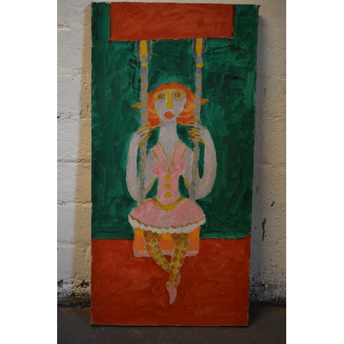 23 - Vincent Bennett (Plymouth 1910-1993), unframed oil on canvas, 'Girl on a Swing', 61cm x 31cm. ARR ap... 