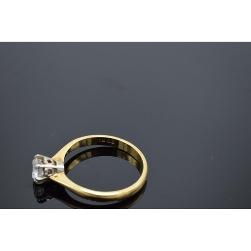 421 - 18ct gold ladies solitaire ring set with semi-precious stone. UK size M. 2.8 grams.