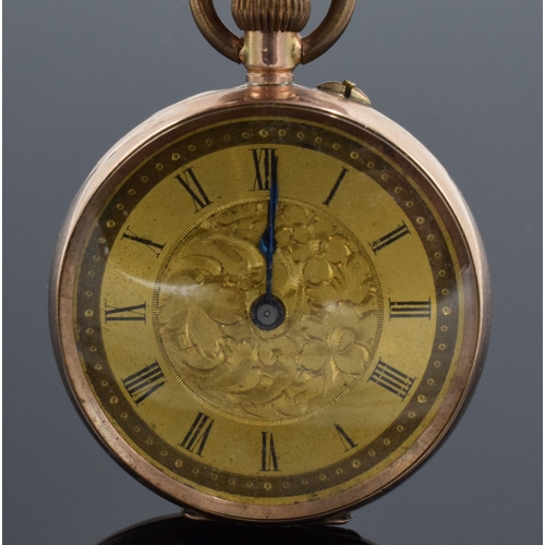 427 - A 9ct gold cased open-faced top-wind pocket watch. marked '9K' to inside of back. 34.4 grams gross w... 