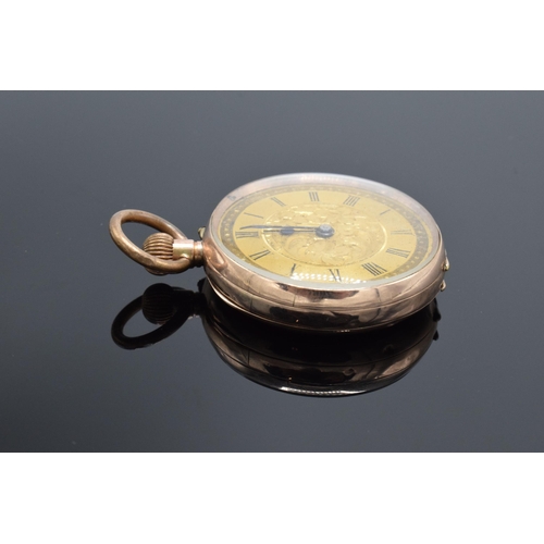 427 - A 9ct gold cased open-faced top-wind pocket watch. marked '9K' to inside of back. 34.4 grams gross w... 