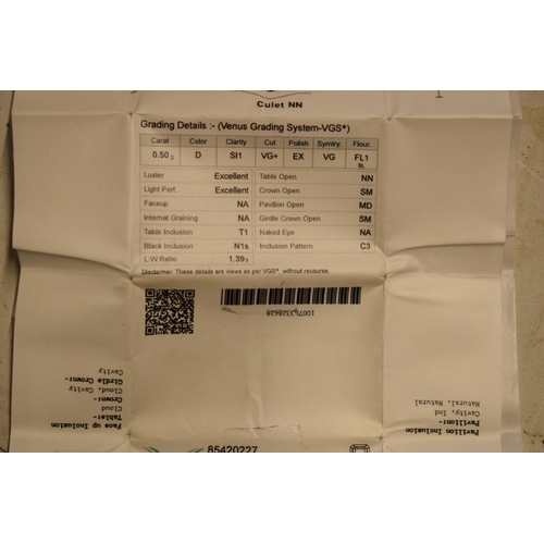 444 - Unmounted 0.5ct radiant-cut natural diamond. Cut-cornered radiant-cut. GIA Certified with lazer-engr... 