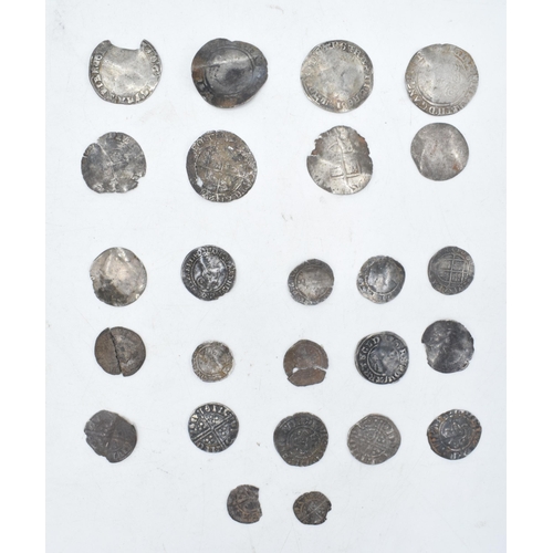 448A - A collection of antique hammered silver coins to include Elizabeth I examples and others in varying ... 