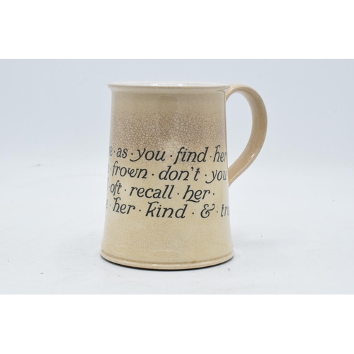 47 - Unusual Royal Doulton stoneware / crackle glaze motto jug 'take fortune as find her and if she frown... 