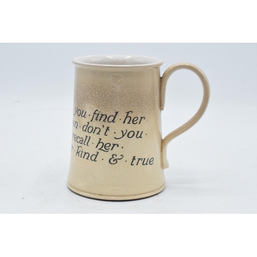 47 - Unusual Royal Doulton stoneware / crackle glaze motto jug 'take fortune as find her and if she frown... 