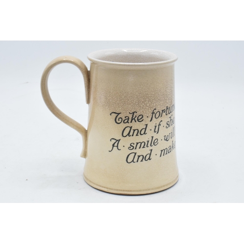 47 - Unusual Royal Doulton stoneware / crackle glaze motto jug 'take fortune as find her and if she frown... 