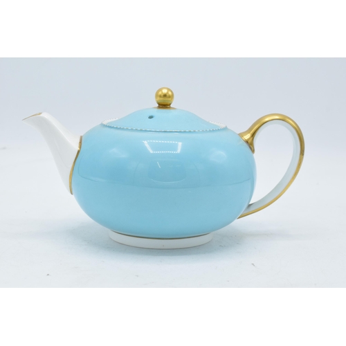 75 - Wedgwood teapot decorated with a light blue and gilded design. In good condition with no obvious dam... 