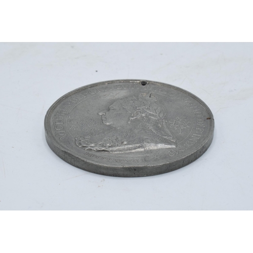 225E - A large pewter medallion 'The British Empire' 'Peace Love and Union'. 76mm.