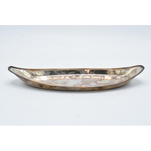 225I - A 19th century silver plated snuffer tray. 23cm long.