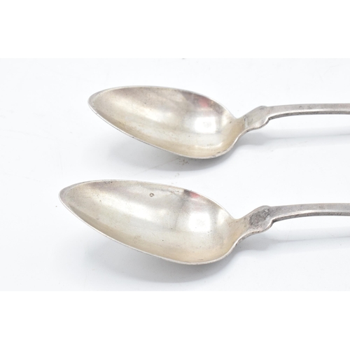 225W - A pair of American Psuedo tea spoons with English hallmarks (2). 40.8 grams.