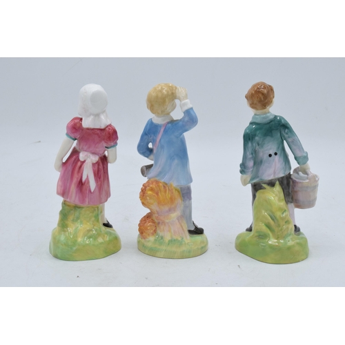 118 - Royal Doulton figures to include Jack and Jill HN2061 with Little Boy Blue HN2062 (3). In good condi... 